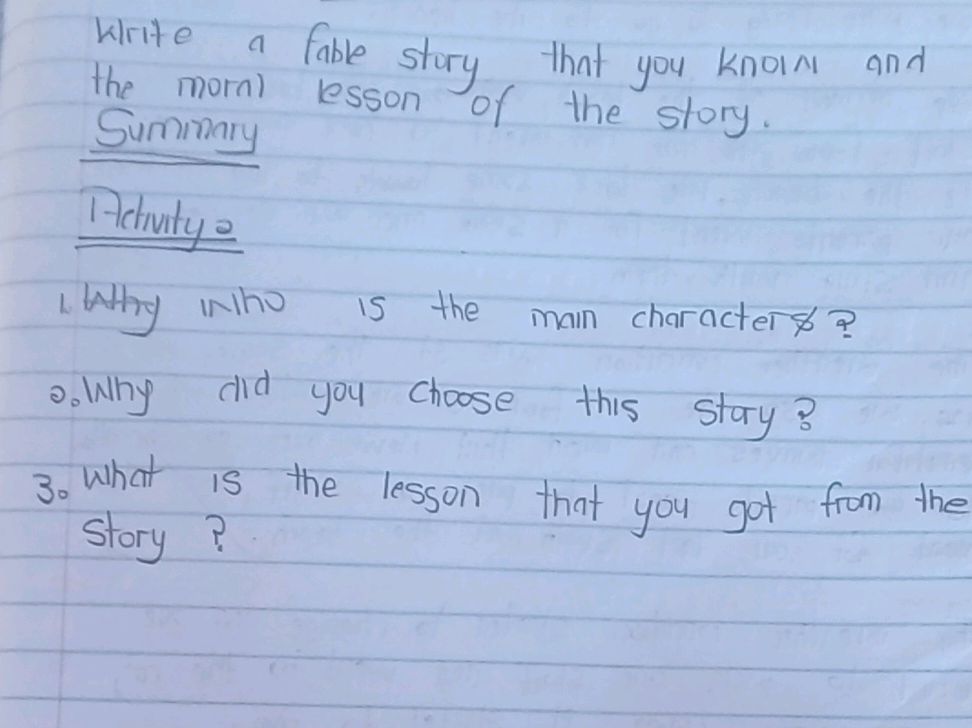 Write a fable story that you know and the | StudyX