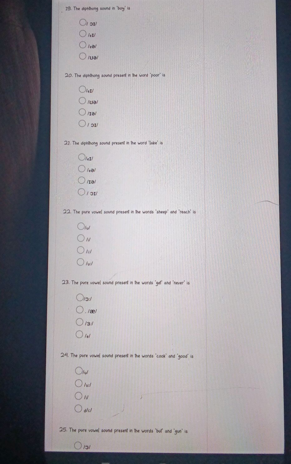 29. The diphthong sound in 'boy' is /ɔɪ/ | StudyX