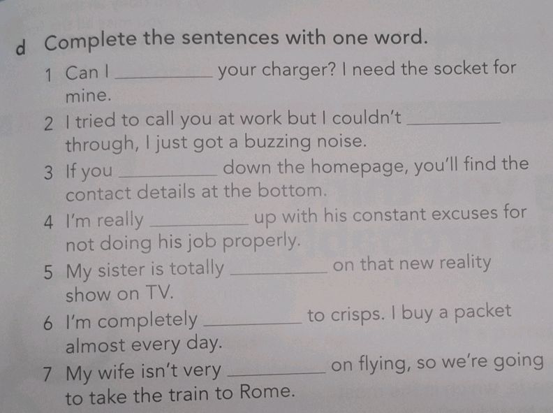 Complete the sentences with one word. 1 Can | StudyX