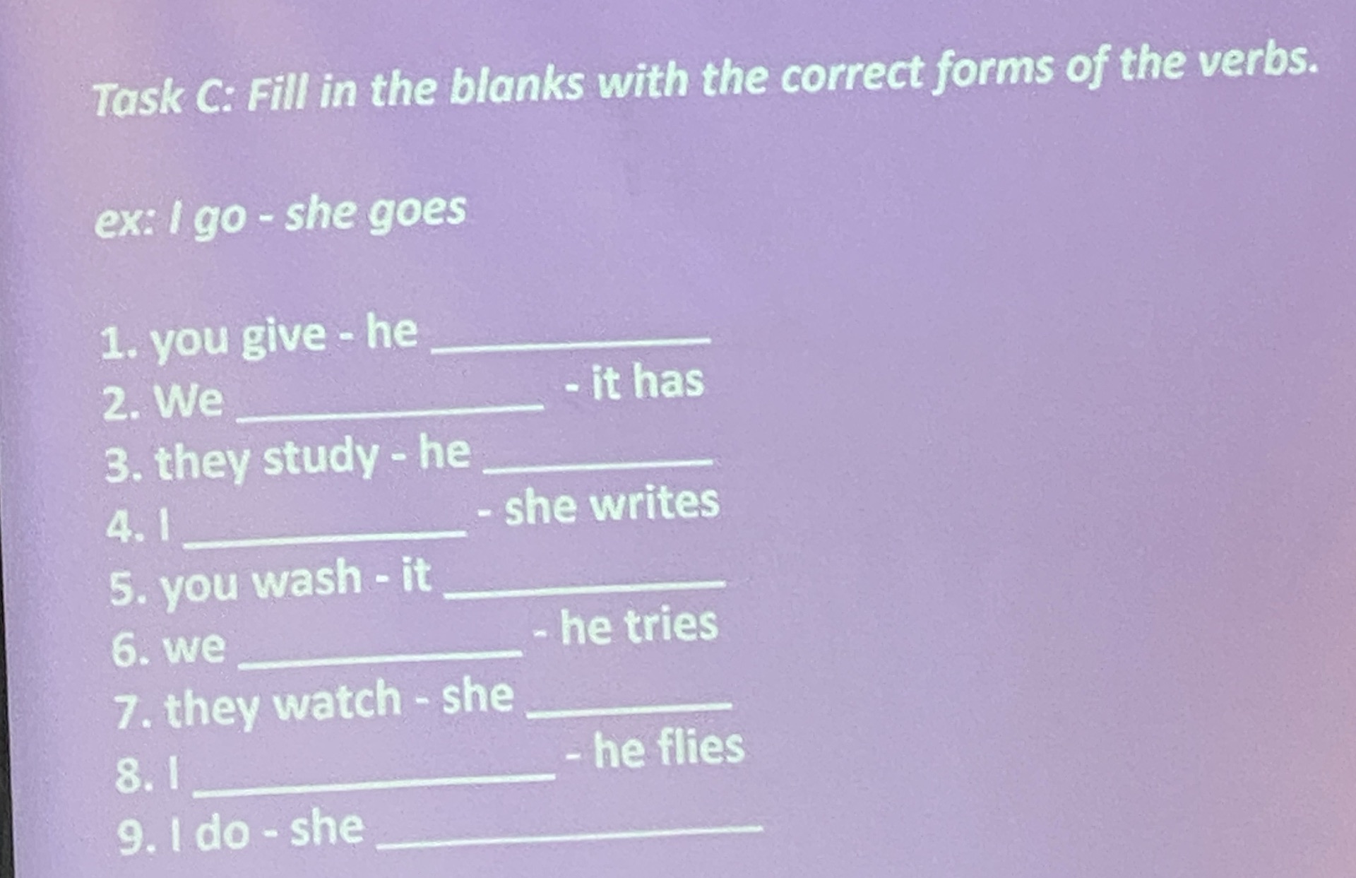 Task C: Fill in the blanks with the correct | StudyX