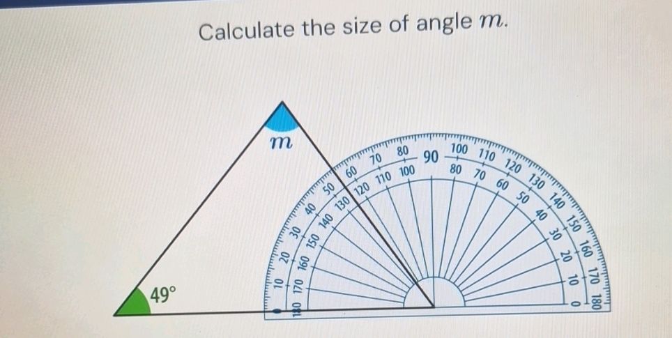 Calculate the size of angle m. Given a | StudyX