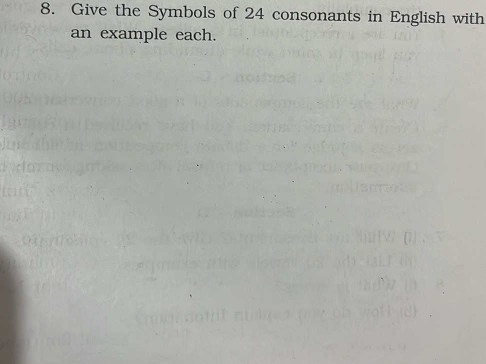 8. Give the Symbols of 24 consonants in | StudyX