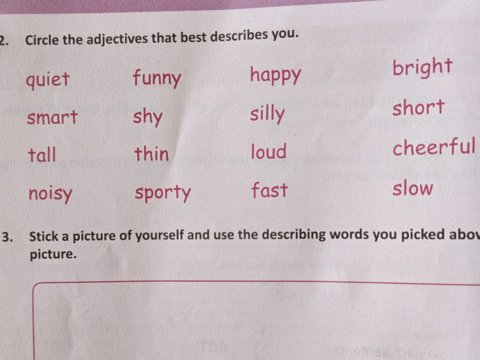 2. Circle the adjectives that best describes | StudyX