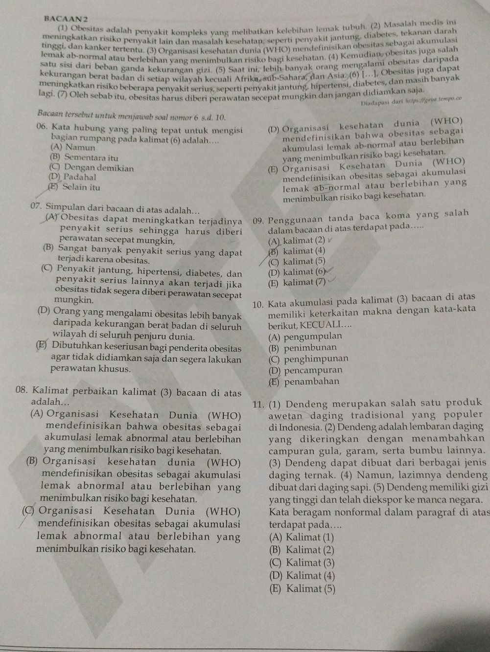 06. Kata hubung yang paling tepat untuk | StudyX