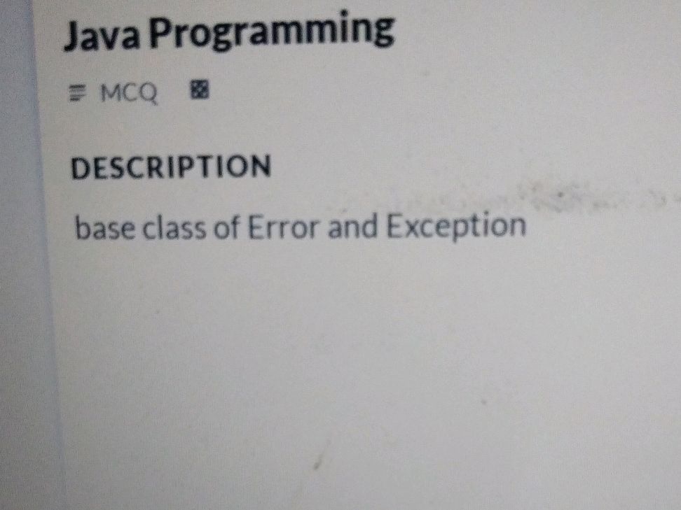Base class of Error and Exception | StudyX