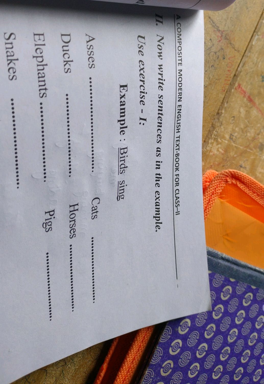 II. Now write sentences as in the example. | StudyX