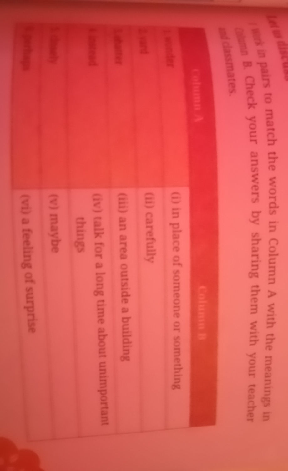 Work in pairs to match the words in Column A | StudyX