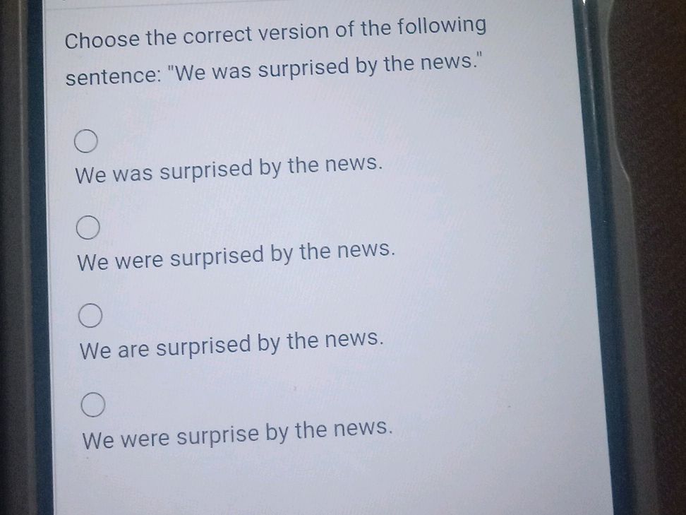 Choose the correct version of the following