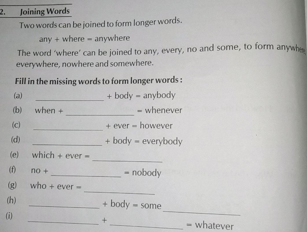Fill in the missing words to form longer | StudyX