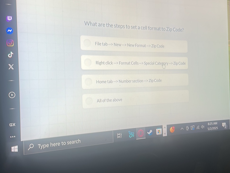 What are the steps to set a cell format to | StudyX