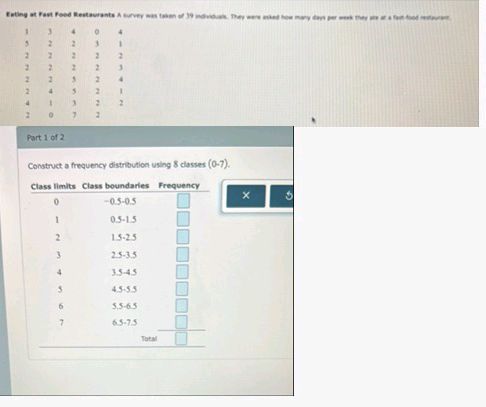 Construct a frequency distribution using 8 | StudyX
