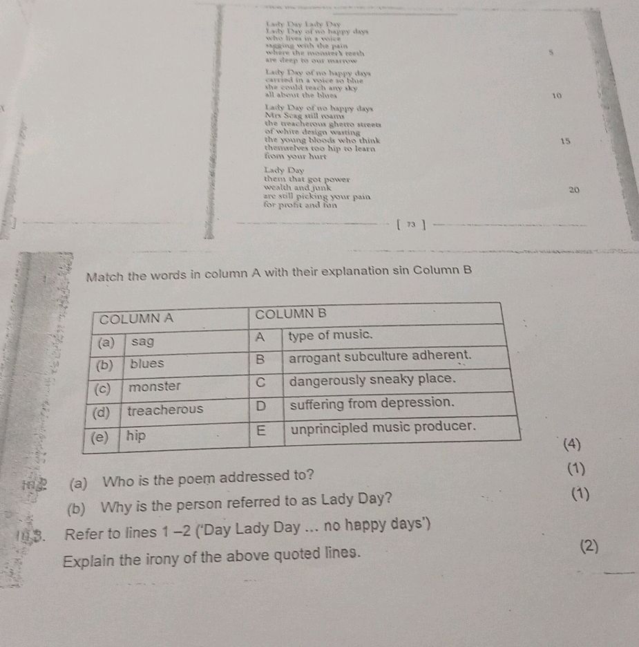 Match the words in column A with their | StudyX
