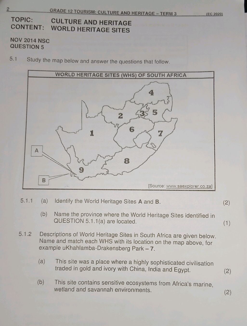 Study the map below and answer the questions | StudyX