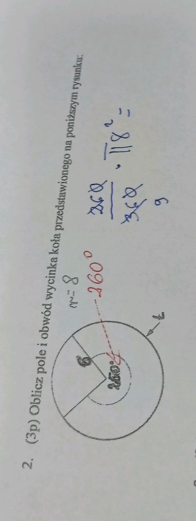 2. (3p) Oblicz pole i obwód wycinka koła | StudyX