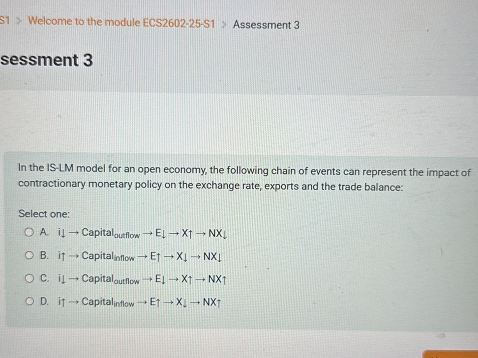 In the IS-LM model for an open economy, the | StudyX