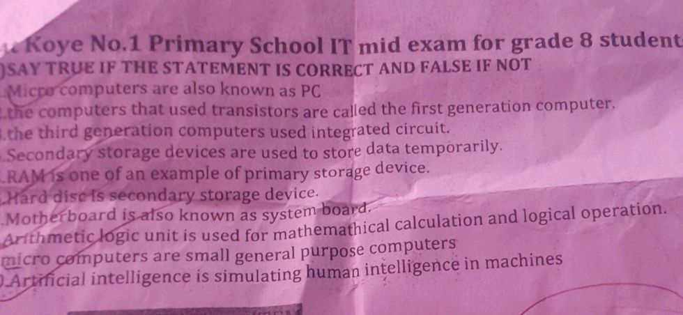 SAY TRUE IF THE STATEMENT IS CORRECT AND | StudyX