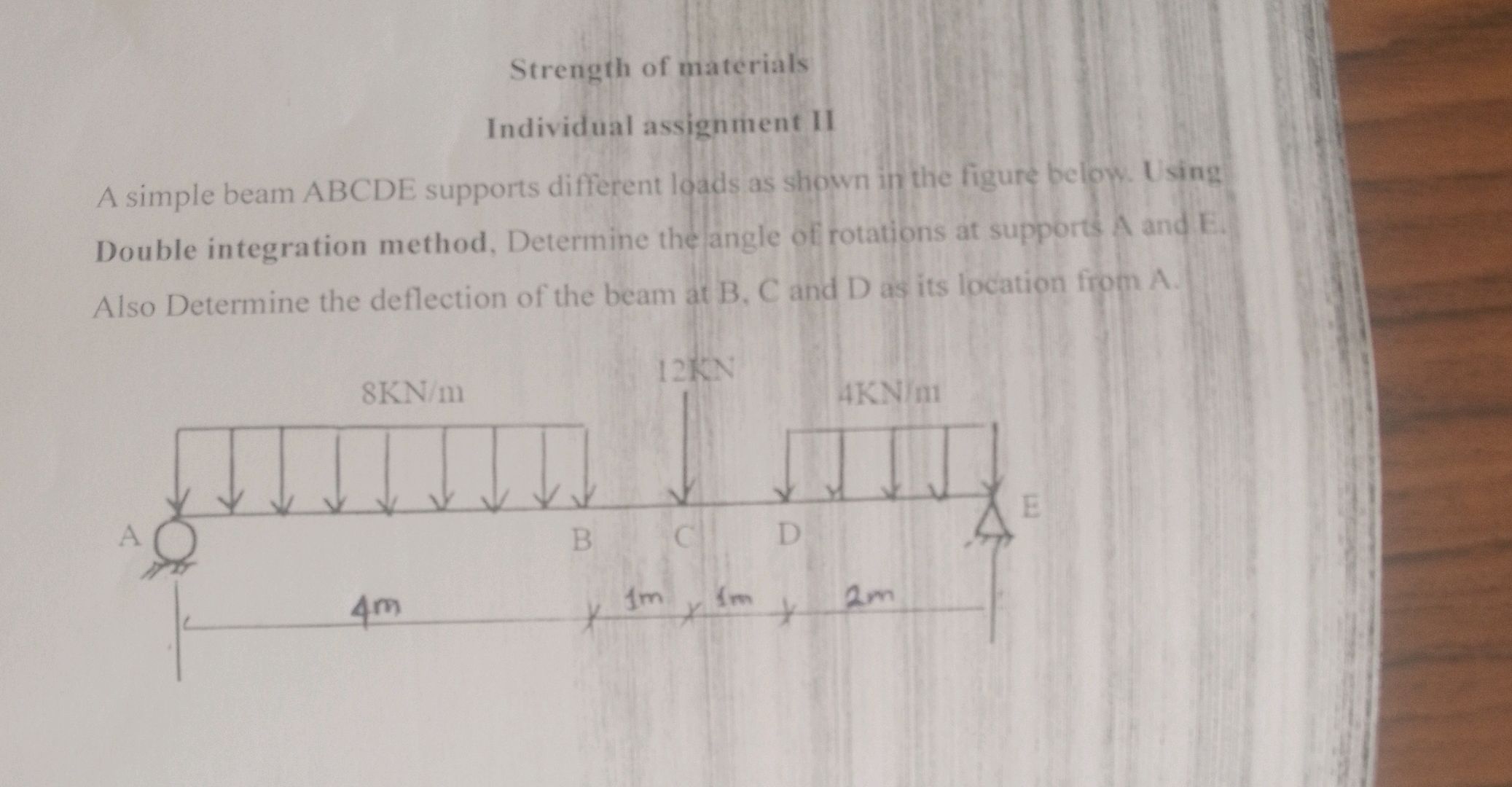 A simple beam ABCDE supports different loads | StudyX