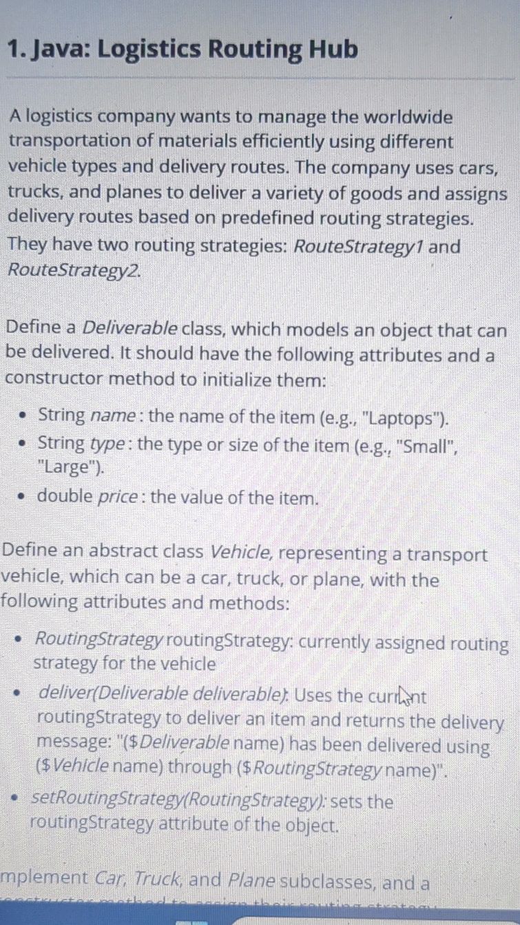 Java: Logistics Routing Hub A logistics