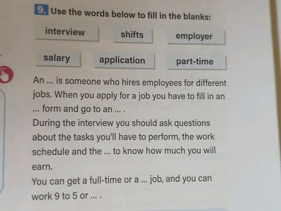 9. Use the words below to fill in the | StudyX