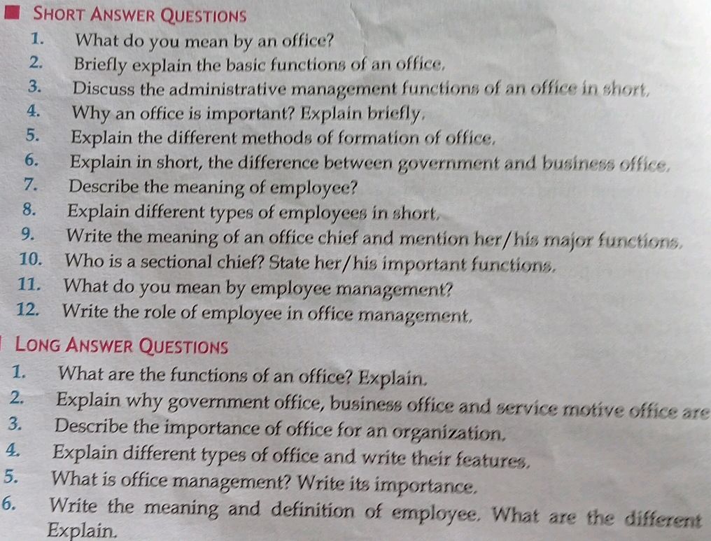Sample Answer Meaning SHORT ANSWER QUESTIONS 1. What do you mean