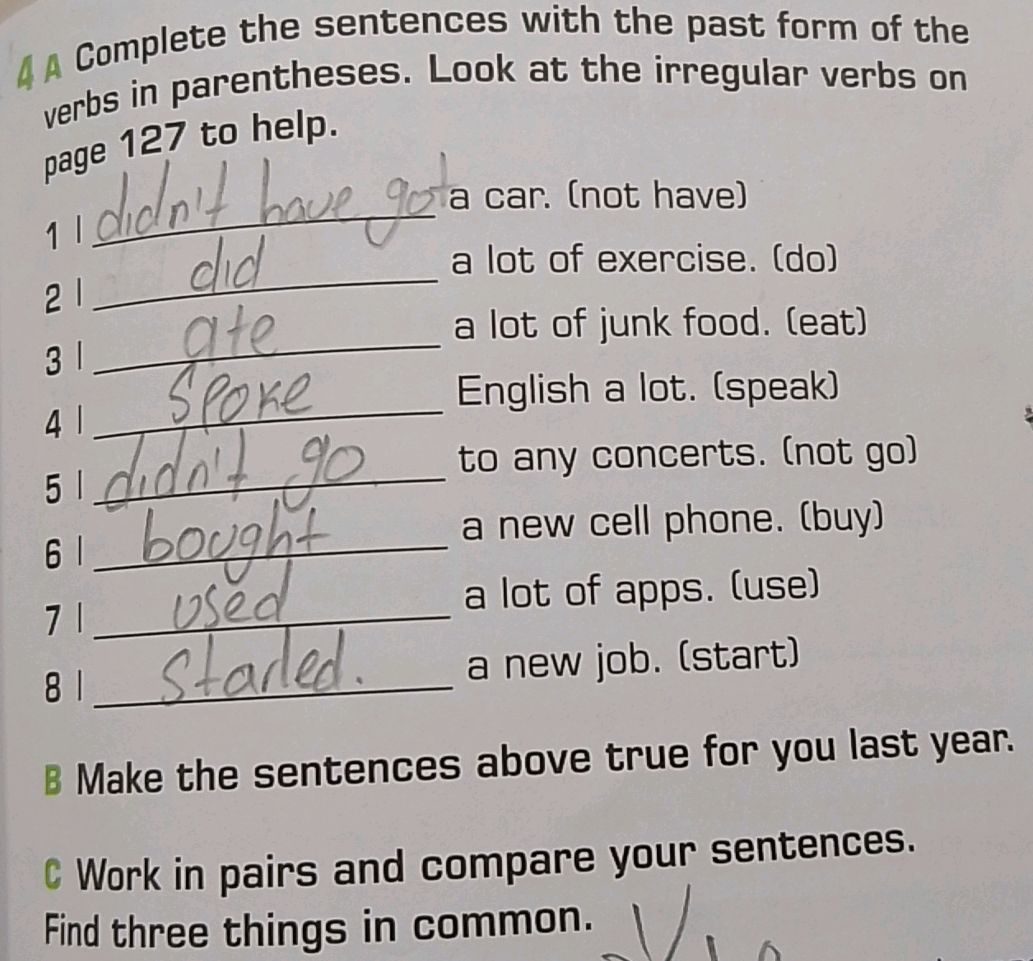 4 A Complete the sentences with the past | StudyX