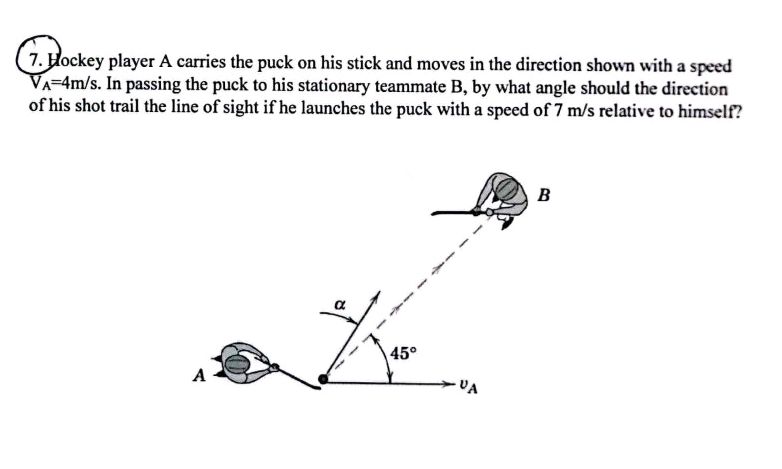 Line Speed Puck 7. Hockey player A carries the puck on his | StudyX