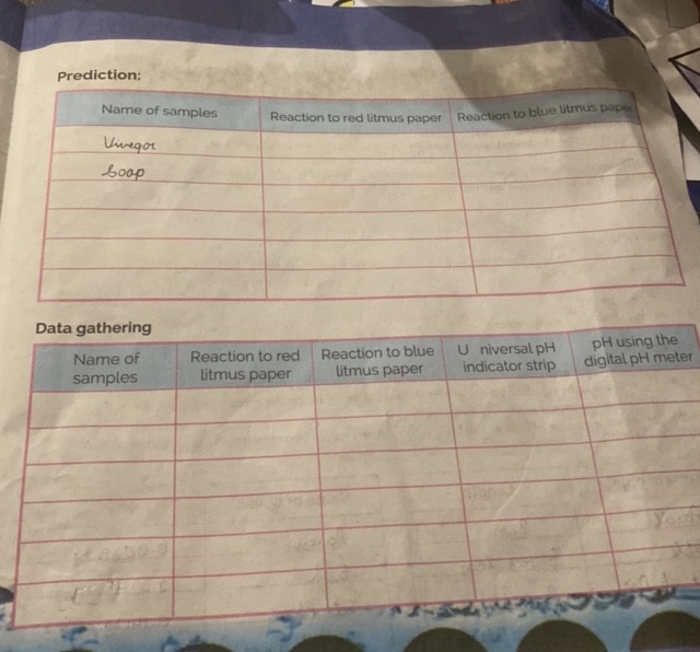 Prediction Data gathering Name of samples