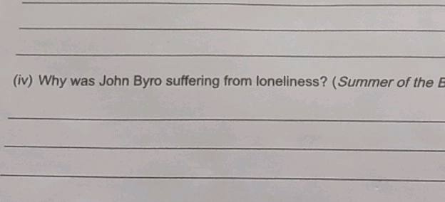 (iv) Why was John Byro suffering from | StudyX