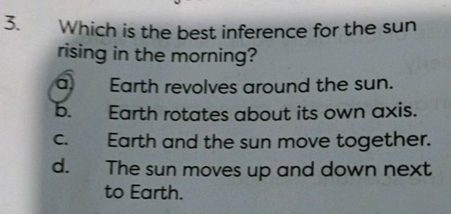 Sun Creating Inference Pattern 3 Which is the best inference for the sun | StudyX