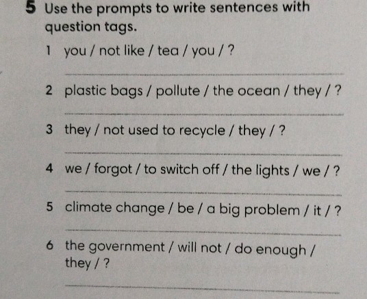 5 Use the prompts to write sentences with | StudyX