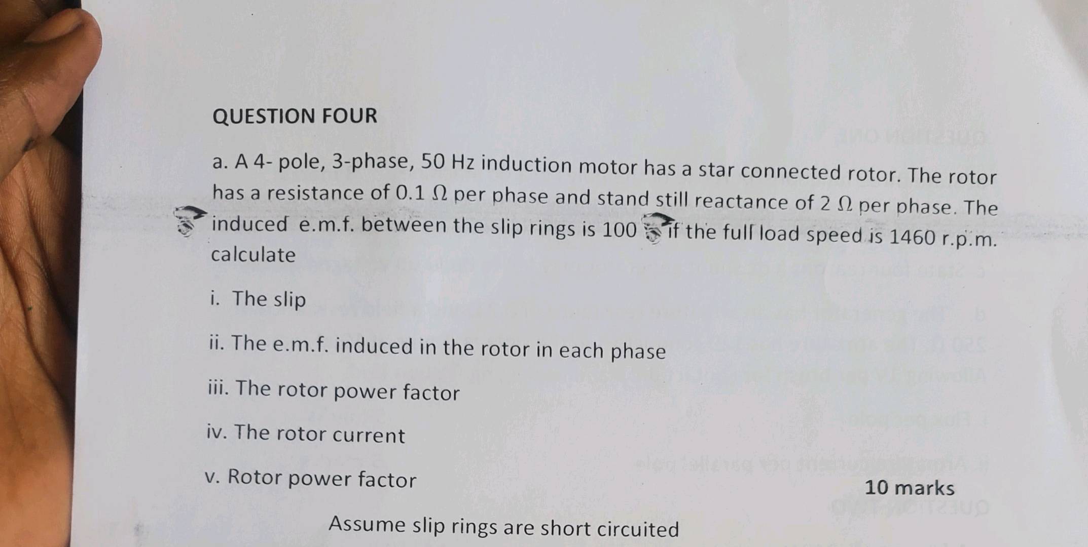 QUESTION FOUR a A 4- pole 3-phase 50 Hz | StudyX