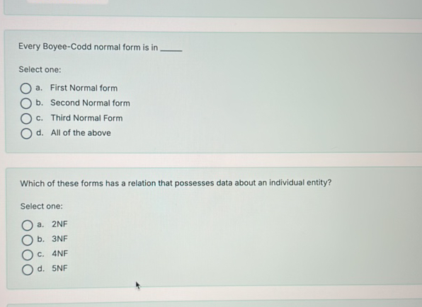 Every Boyee-Codd normal form is in Select | StudyX