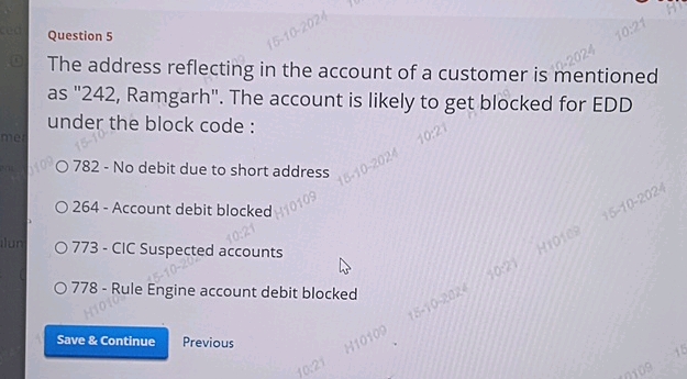 Questions Viro Address Question 5 The address reflecting in the