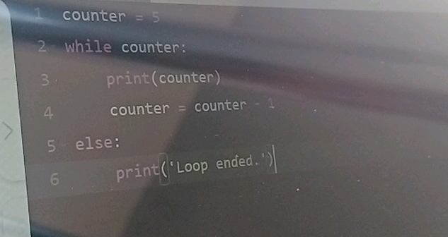 counter =5 2 while counter 3 print (counter)