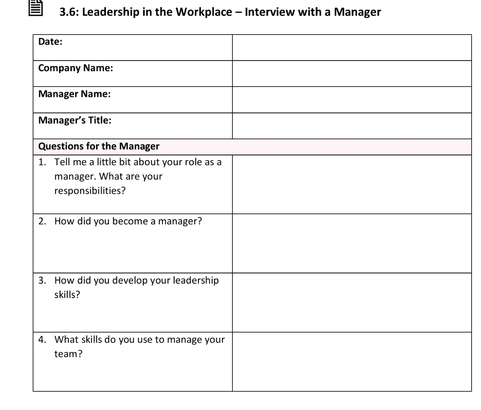 36 Leadership in the Workplace - Interview | StudyX