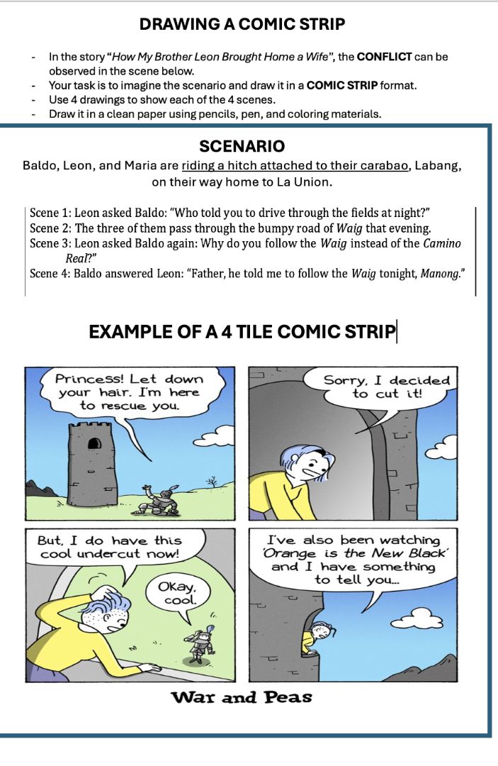 DRAWING A COMIC STRIP - In the story How My