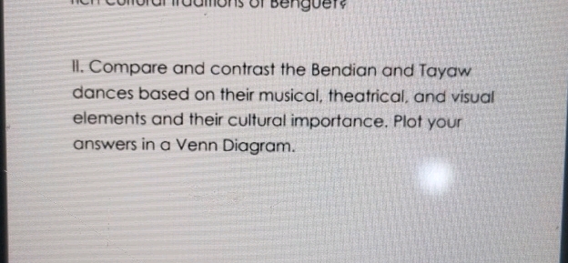 II Compare and contrast the Bendian and