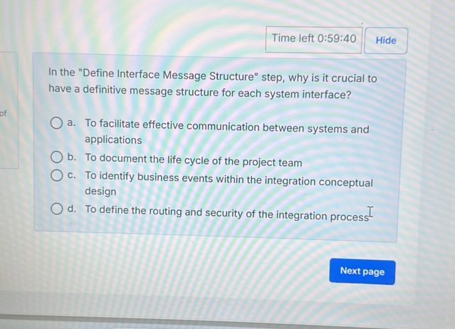 Time left 05940 Hide In the Define Interface | StudyX