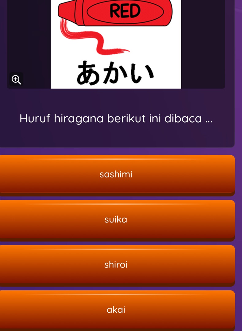 Huruf hiragana berikut ini dibaca sashimi | StudyX