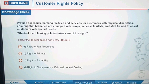 HDFC BANK Customer Rights Policy Knowledge | StudyX