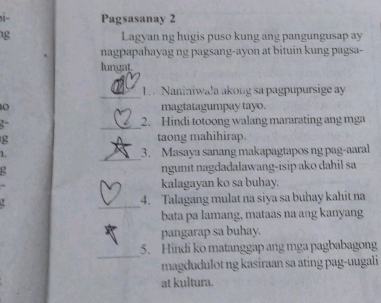 Pagsasanay 2 Lagyan ng hugis puso kung ang | StudyX