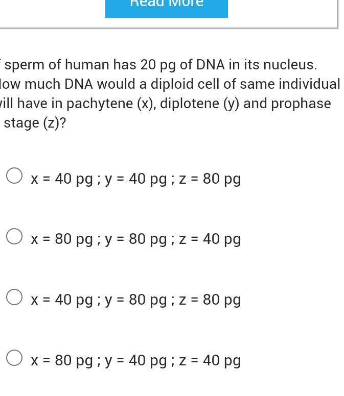 sperm of human has 20 pg of DNA in its | StudyX