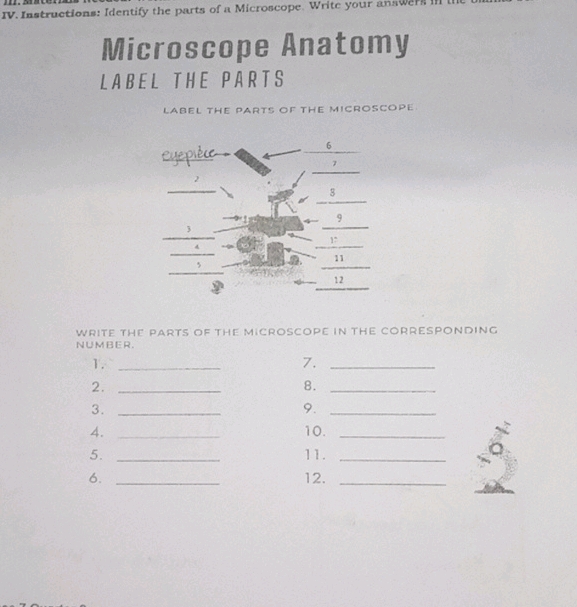 IV Instructions Identify the parts of a | StudyX