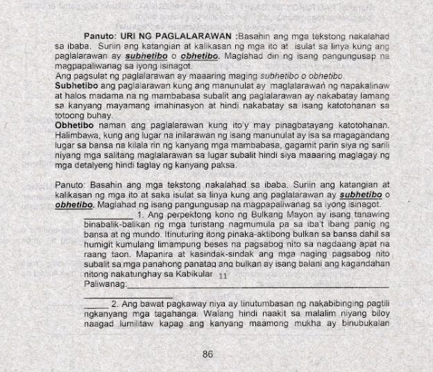 Panuto URI NG PAGLALARAWAN Basahin ang mga | StudyX