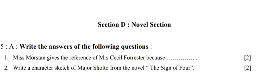 Section D Novel Section 5 A Write the | StudyX