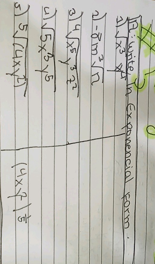 Form Expressions A write in Exponencial form 1) x3 x4 2) -8