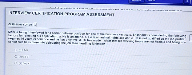 INTERVIEW CERTIFICATION PROGRAM ASSESSMENT | StudyX