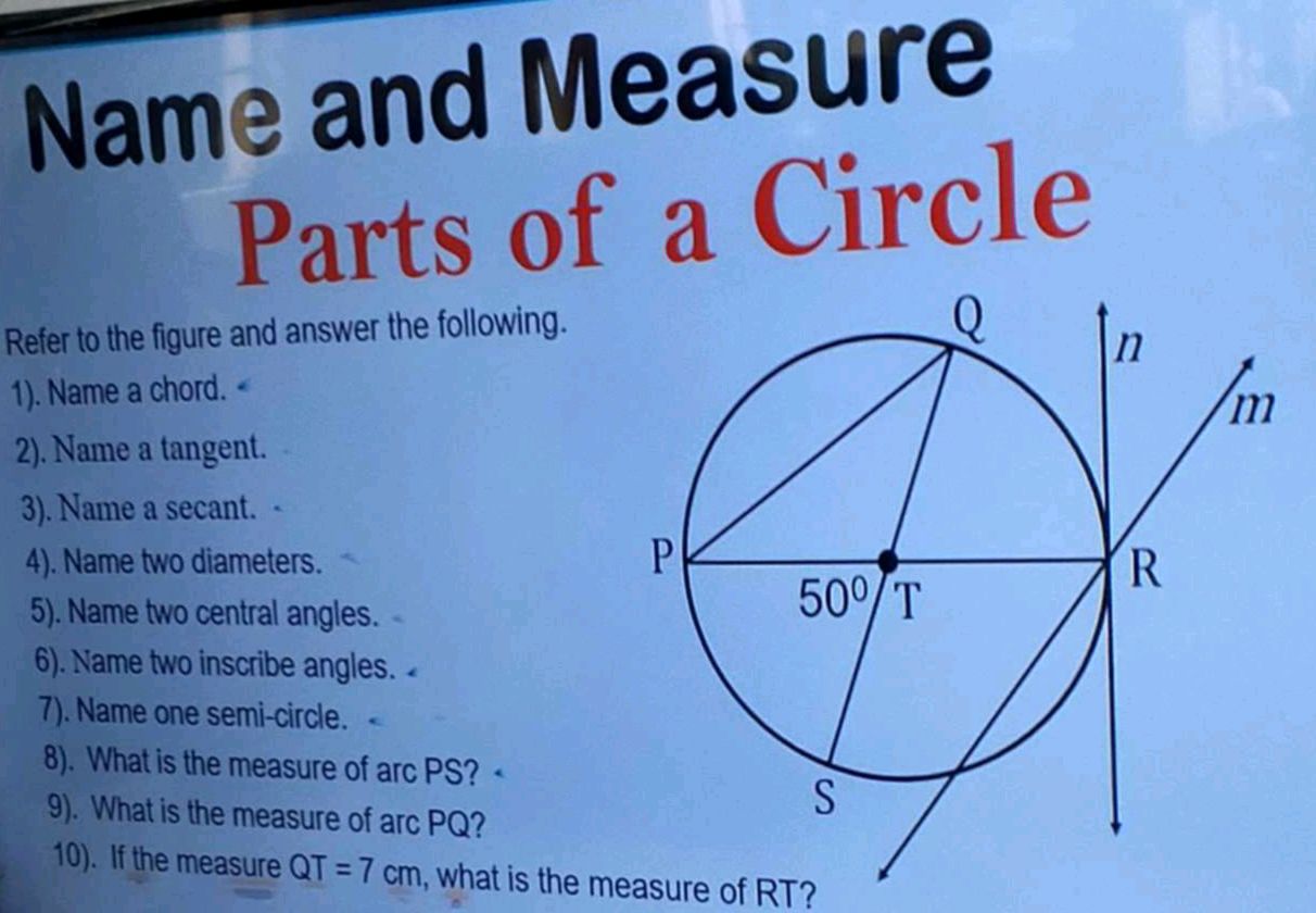 Circular Measure Labelled Name and Measure Parts of a Circle Refer to | StudyX