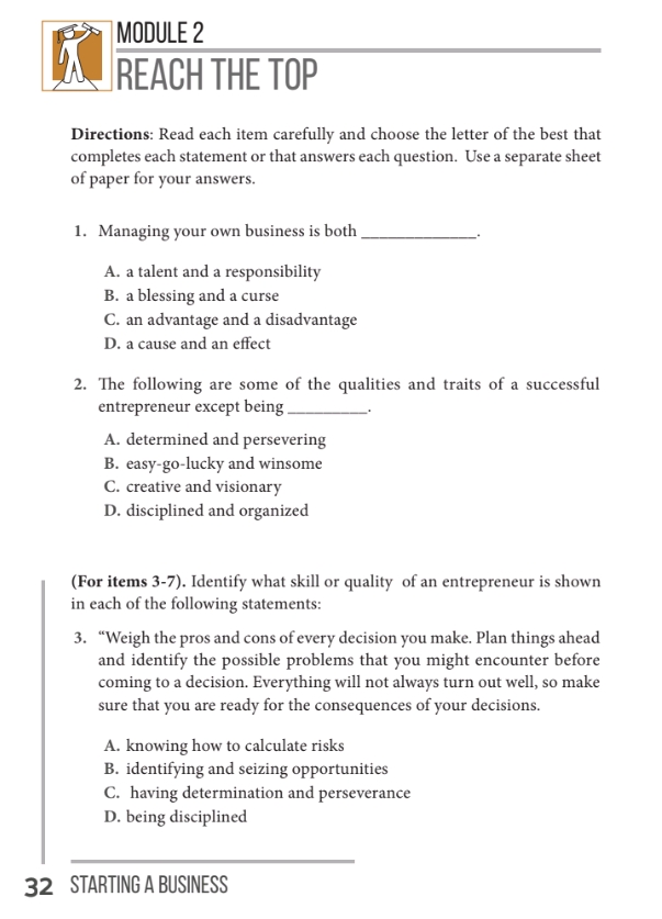MODULE 2 REACH THE TOP Directions Read each | StudyX