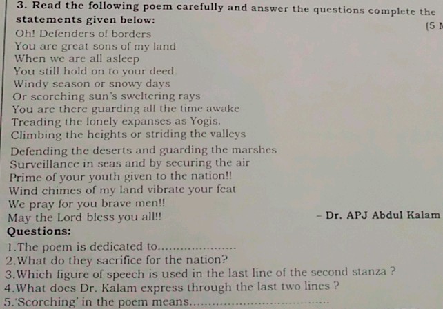 3 Read the following poem carefully and | StudyX